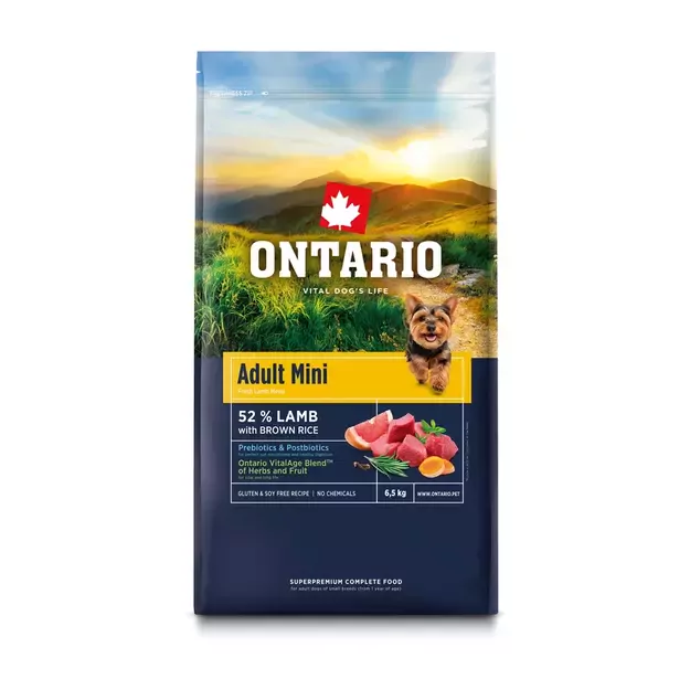 Ontario Adult Mini Lamb and Rice, 6,5 kg, pašaras mažų veislių šunims su ėriena ir ryžiais 1