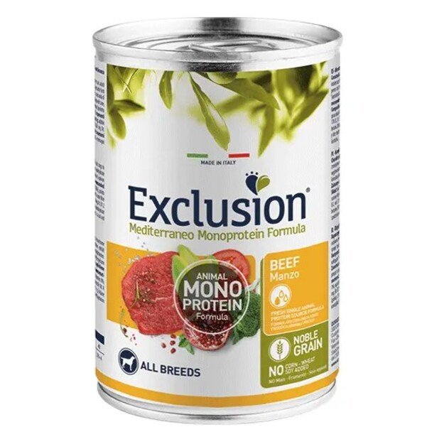 Exclusion Mono Protein Mediterraneo konservuotas pašaras šunims su jautiena, 400 g
