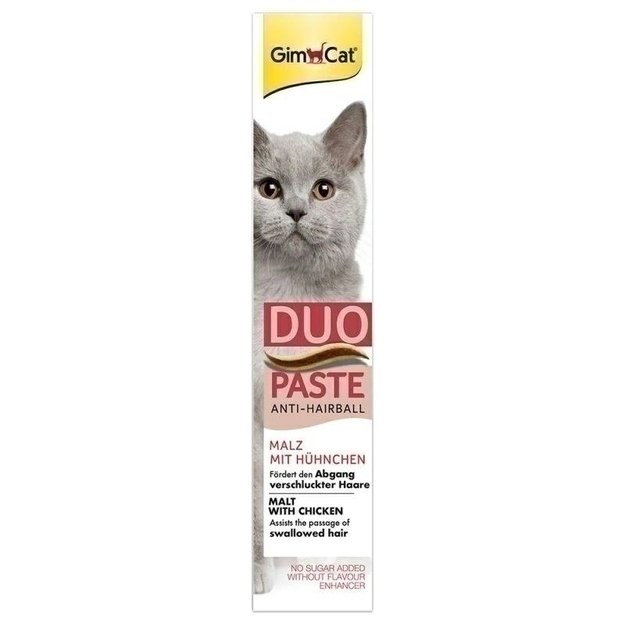 GIMCAT DUO MALT-PASTA – Salyklo pasta katėms nuo plaukų gumuliukų (su vištiena), 50 g