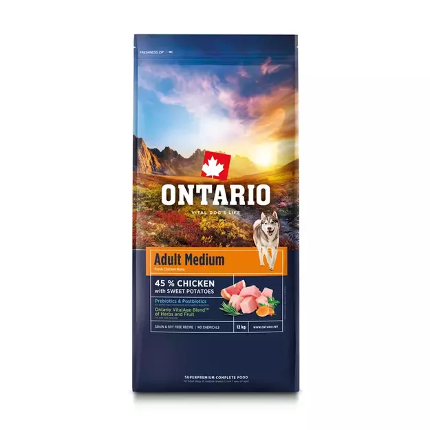 Ontario Adult Medium Chicken and Potatoes, 12 kg, pašaras vidutinių veislių šunims su vištiena ir bulvėmis 1