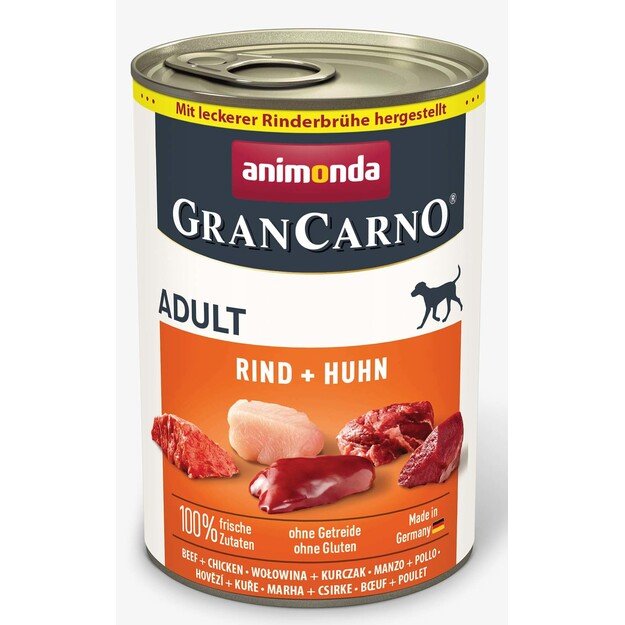 Animonda GranCarno Adult Beef + Chicken: konservai šunims su šviežia jautiena ir vištiena, 400 g