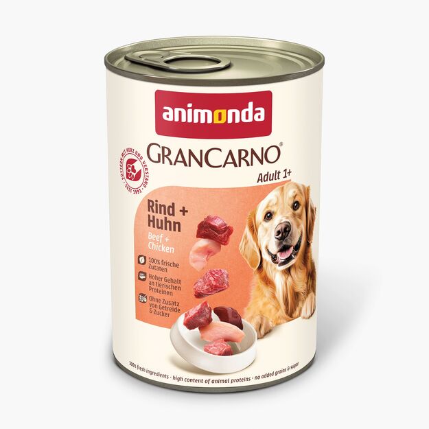Animonda GranCarno Adult Beef + Chicken: konservai šunims su šviežia jautiena ir vištiena, 400 g 1