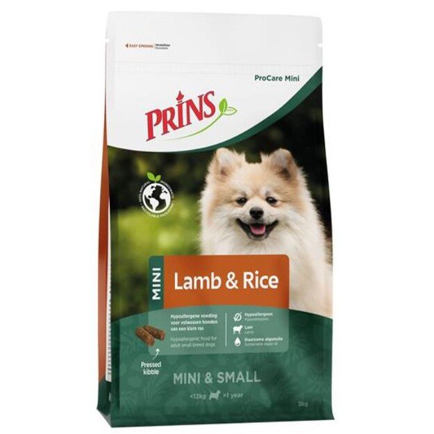 Prins ProCare Mini Lamb & Rice Hypoallergic sausas maistas suaugusiems mažų veislių šunims turintiems jautrią odą ir kailį 3 kg