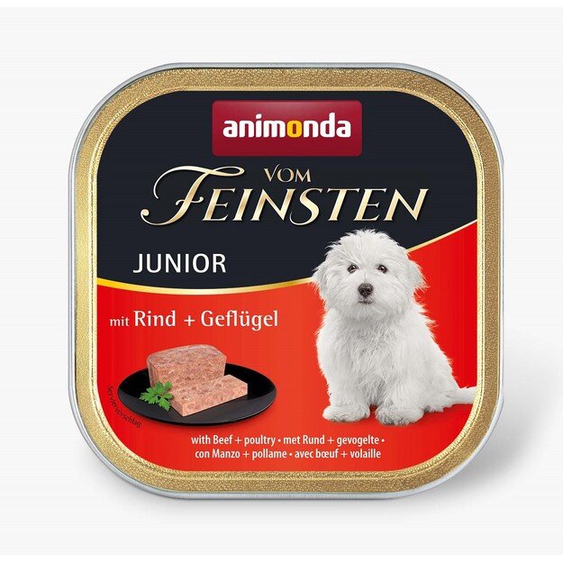 Animonda Vom Feinsten Junior - konservai šuniukams/jauniems šunims su jautiena ir paukštiena, 150 g