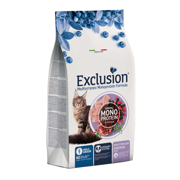 Exclusion Exclusion Mediterraneo Monoprotein sausas pašaras sterilizuotoms didelėms katėms su vištiena, 1,5 kg