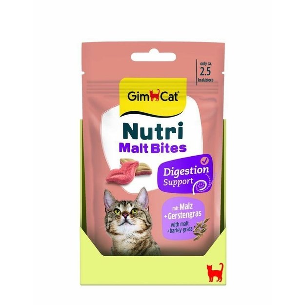 GIMCAT NUTRI MALT BITES – Traškūs skanėstai katėms nuo plaukų gumuliukų, 40 g