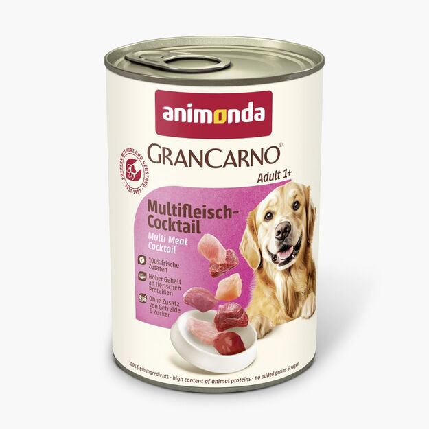 Animonda GranCarno Adult Multi-Meat Coctail: konservai suaugusiems šunims Mėsos kokteilis, 400 g 2