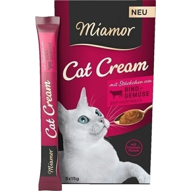 Miamor skanėstai katėms - jautienos ir daržovių kremas, 5*15 g, Miamor Cat Cream