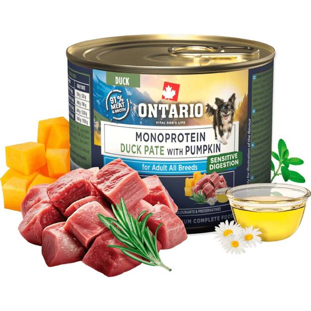 Ontario Monoproteino konservai šunims su antiena ir moliūgais, 200 g