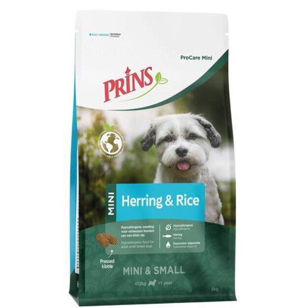 Prins ProCare Mini Herring and Rice Hypoalergenic sausas maistas alergiškiems suaugusiems šunims 3 kg Prins ProCare Mini Herring and Rice Hypoalergenic sausas maistas alergiškiems suaugusiems šunims 3 kg
