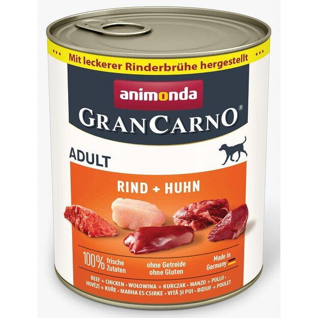 Animonda GranCarno Adult Beef + Chicken: konservai šunims su šviežia jautiena ir vištiena, 800 g