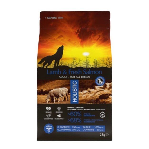 AMBROSIA begrūdis su ėriena ir šviežia lašiša sausas maistas šunims, grain-free Lamb & Fresh Salmon 2 kg