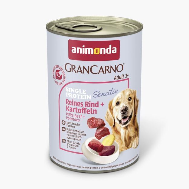 Animonda GranCarno Adult Sensitive Beef + Potato: konservai jautriems šunims su gryna jautiena ir bulvėmis, 400 g 1