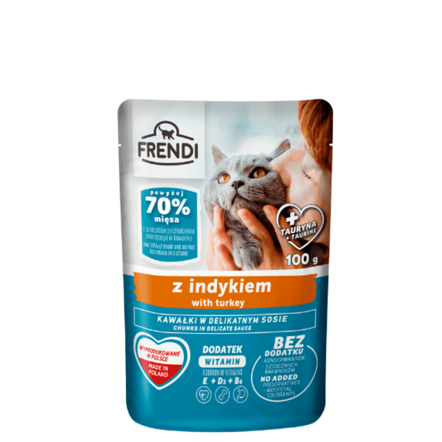 Frendi šlapias maistas katėms – gabaliukai padaže su kalakutiena, 100 g