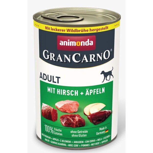 Animonda GranCarno Adult: konservai šunims su elniena, pagardinta obuoliais, 400 g