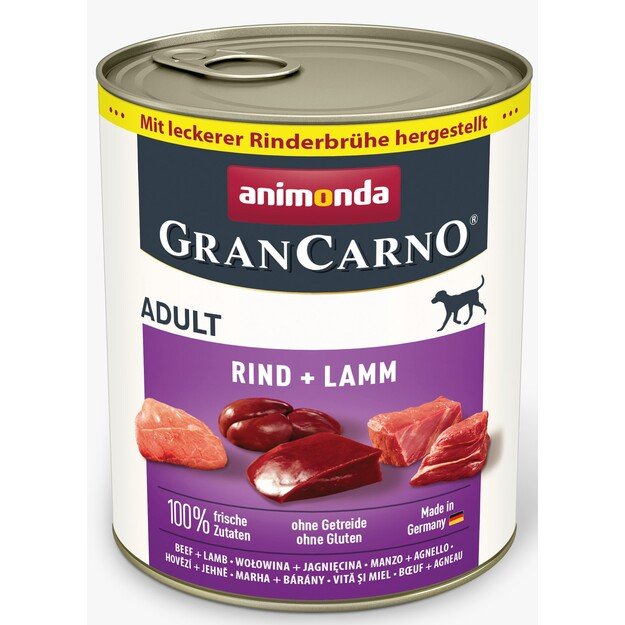 Animonda GranCarno Adult Beef + Lamb: konservai šunims su šviežia jautiena ir ėriena, 800 g