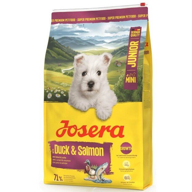 Josera Mini Junior Duck and Salmon sausas pašaras mažų veislių jauniems šunims su antiena ir lašiša, 10 kg