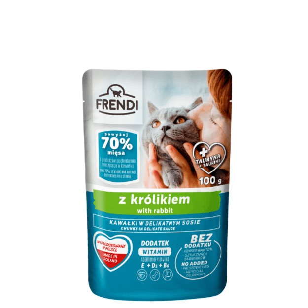 Frendi šlapias maistas katėms – gabaliukai padaže su triušiena, 100 g