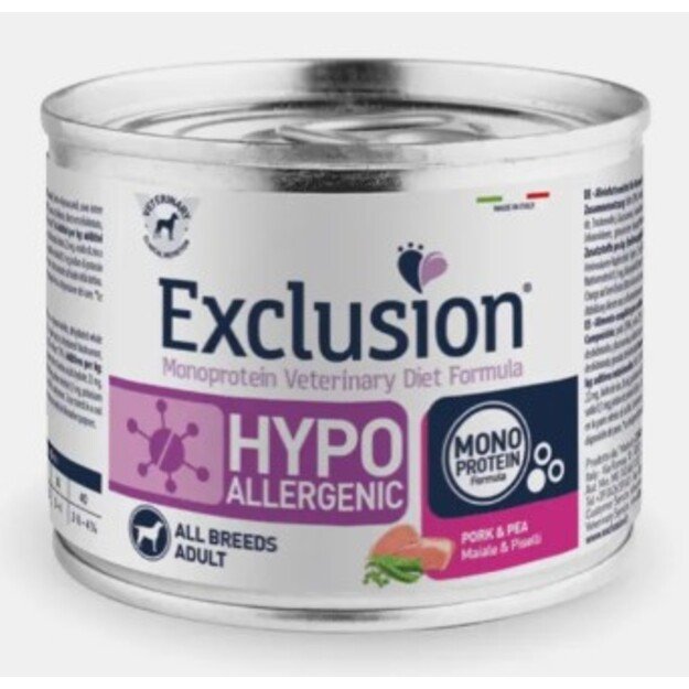 Exclusion Hypoallergenic konservai šunims su kiauliena ir žirniais 200 g
