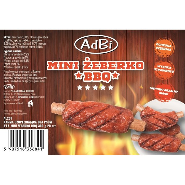 Skanėstai šunims - BBQ Mini šonkauliukai, 300 g, 20 vnt. 1