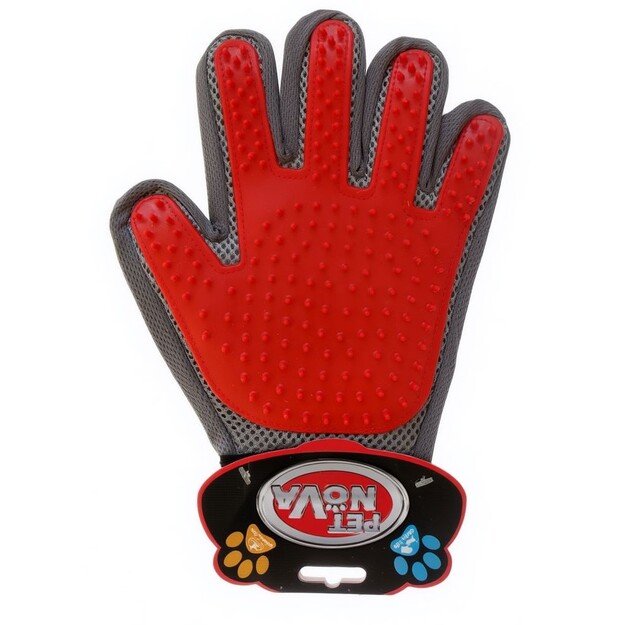 Minkšta guminė pirštinė KAIRIARANKIAMS gyvūno kailiui šukuoti ir masažuoti