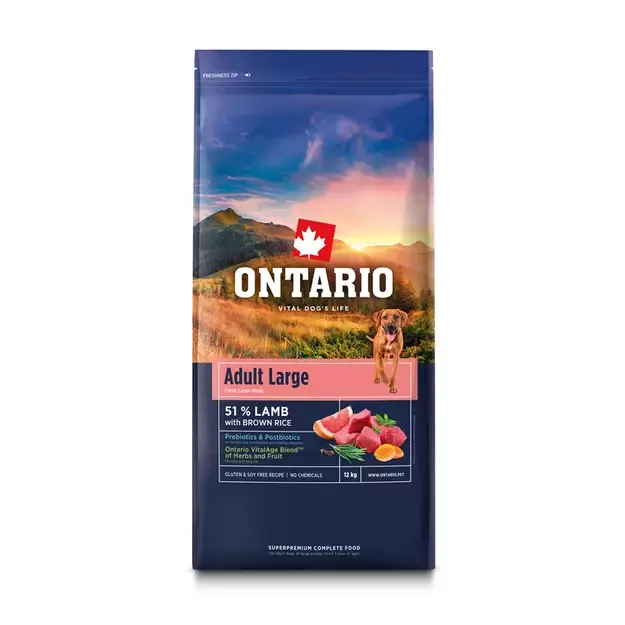 Ontario Adult Large Lamb and Rice, 12 kg, pašaras didelių veislių šunims su ėriena ir ryžiais 1