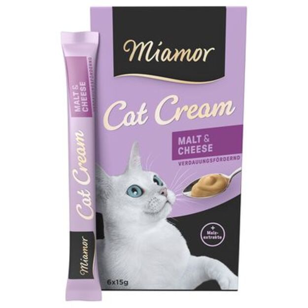 Miamor skanėstai katėms - salyklo ekstrakto kremas su sūriu, 6*15 g, Miamor Malt Cream with Cheese