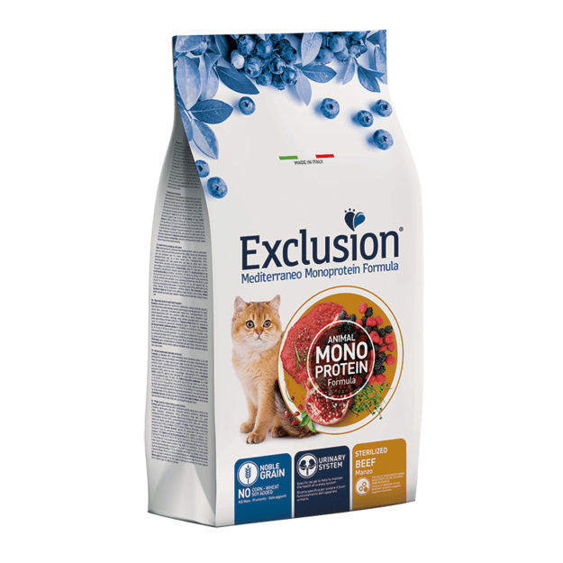 Exclusion Exclusion Mediterraneo Monoprotein sausas pašaras sterilizuotoms katėms su jautiena, 1,5 kg