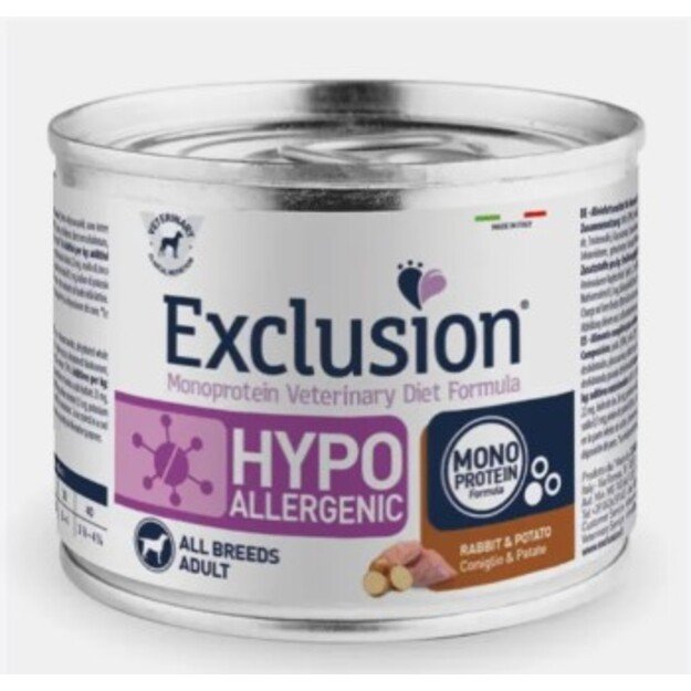 Exclusion Hypoallergenic konservai šunims su triušiena ir bulvėmis 200 g