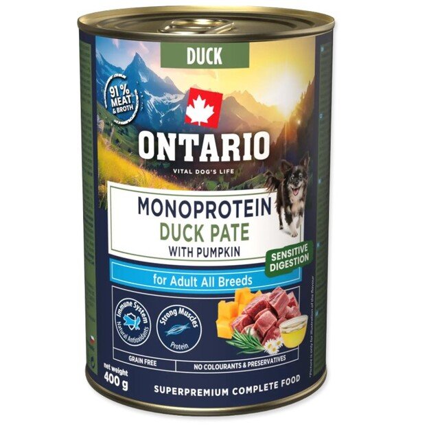 Ontario Monoproteino konservai šunims su antiena ir moliūgais, 400 g
