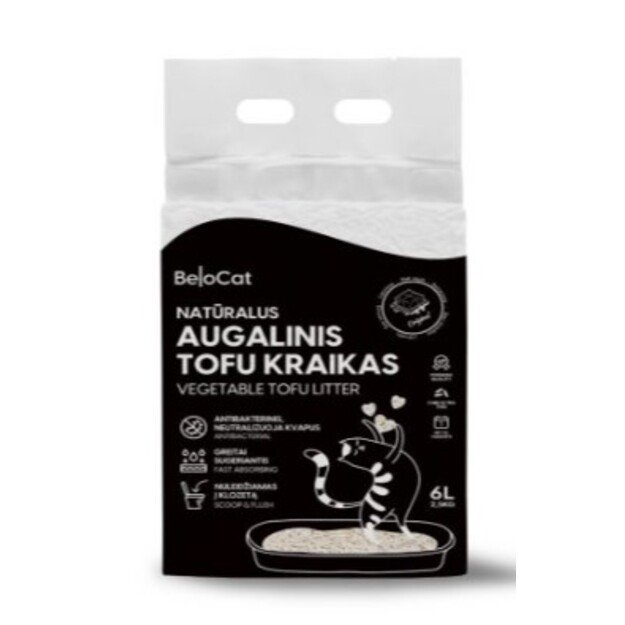 Kraikas katėms TOFU BeloCat, Original, bekvapis, 6 l (2,5 kg), 2 mm granulės