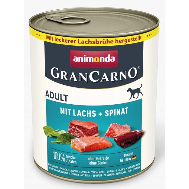 Animonda GranCarno Adult: konservai šunims su lašiša, praturtinta špinatais, 800 g