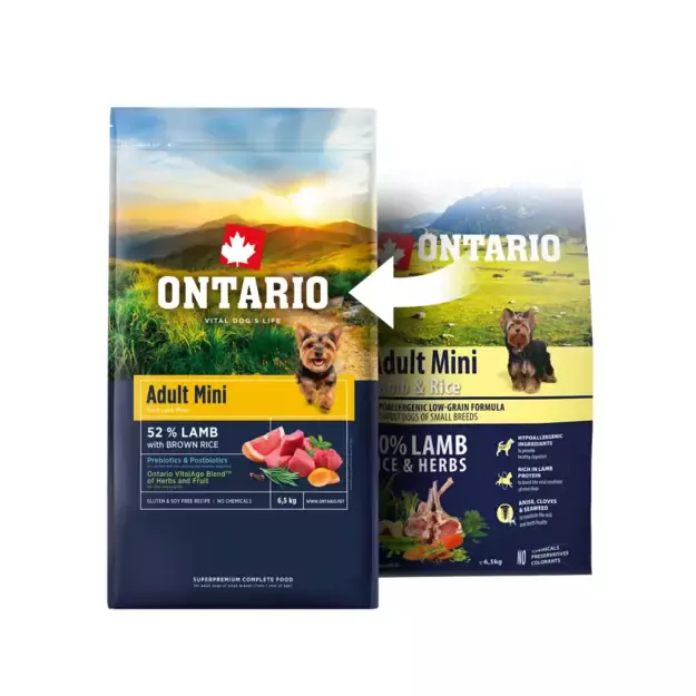 Ontario Adult Mini Lamb and Rice, 0,75 kg, pašaras mažų veislių šunims su ėriena ir ryžiais 2
