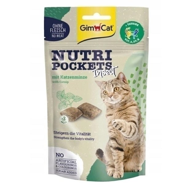 GimCat skanėstai katėms - Nutri Pockets Insect su vabzdžiais ir katžole, 60 g