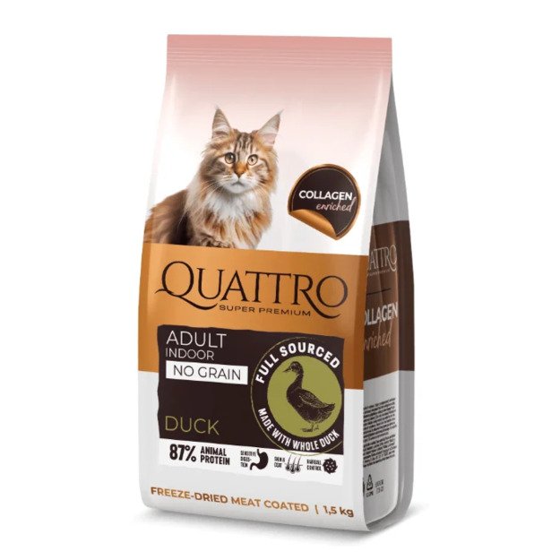 QUATTRO visavertis sausas pašaras suaugusioms naminėms katėms su antiena, 7 kg