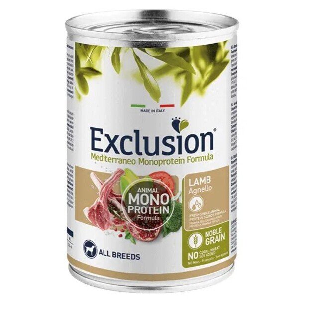 Exclusion Mono Protein Mediterraneo konservuotas pašaras šunims su ėriena, 400 g