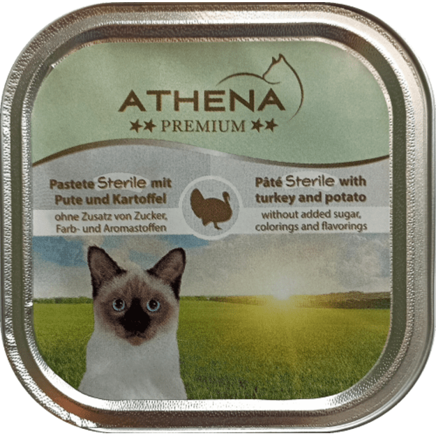 Athena paštetas sterilizuotoms katėms su kalakutiena ir bulvėmis,  100 g