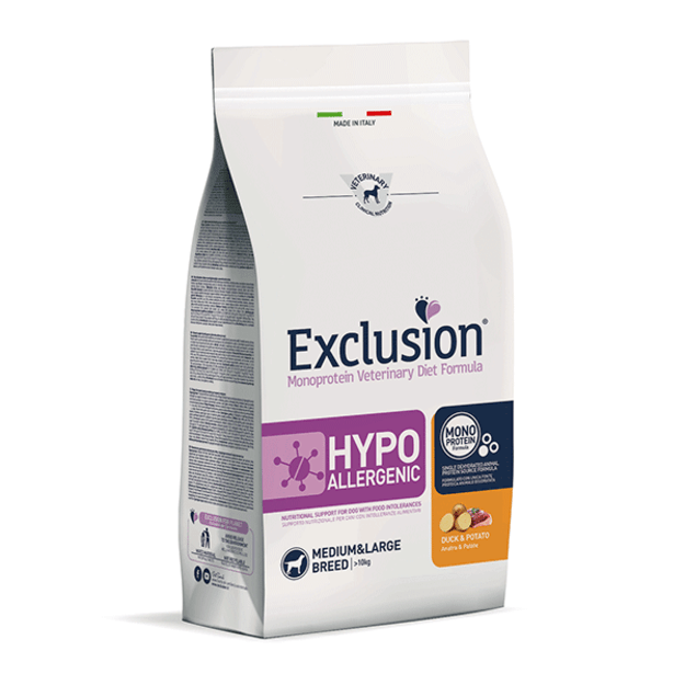 Exclusion Hypoallergenic sausas šunų maistas su antiena ir bulvėmis M/L 12 kg