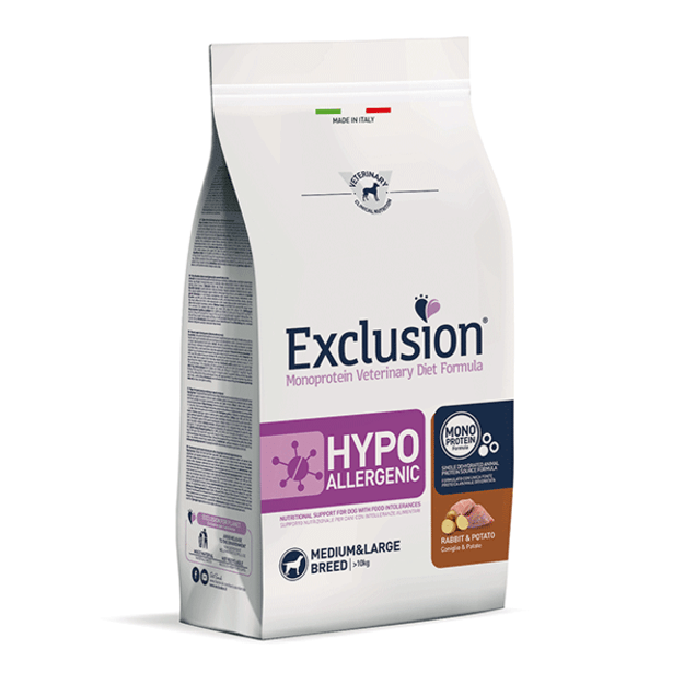 Exclusion Hypoallergenic sausas šunų maistas su triušiena ir bulvėmis M/L 12 kg