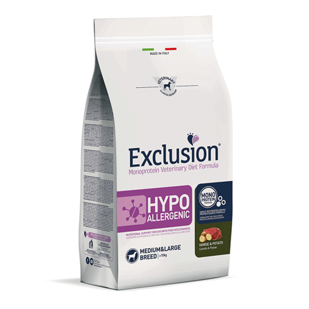 Exclusion Hypoallergenic sausas šunų maistas su arkliena ir bulvėmis M/L 12 kg