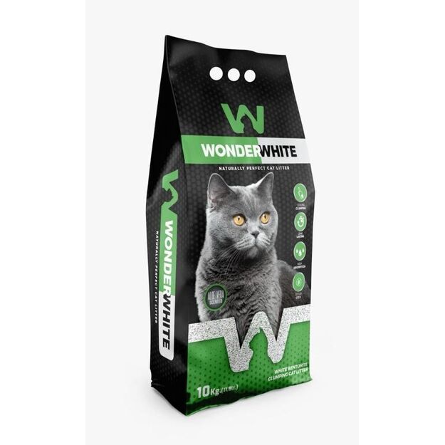 Natūralus bentonitinis sušokantis kraikas katėms Wonder White Aloe Vera 11,8l / 10 kg