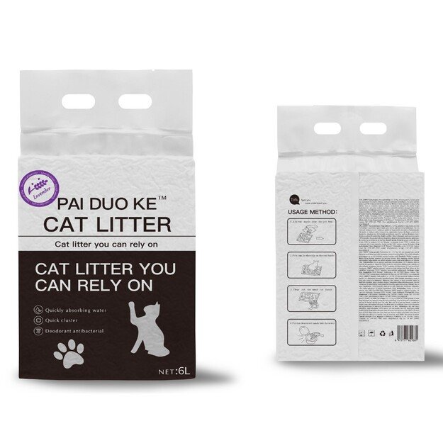 8 VNT. - Kraikas katėms TOFU BeloCat, levandų kvapo, 6 l (2,5 kg), 2 mm granulės 1