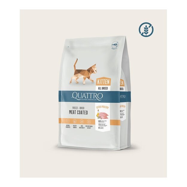 QUATTRO Kitten sausas kačiukų pašaras su daug paukštienos 1,5 kg 1