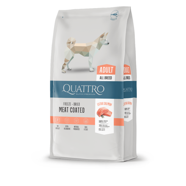 QUATTRO Extra Salmon su lašiša sausas šunų pašaras, 12kg 1