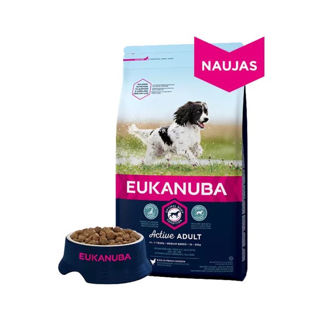 Eukanuba  Adult Medium Breed Maintenance  visavertis pašaras su vištiena 15kg