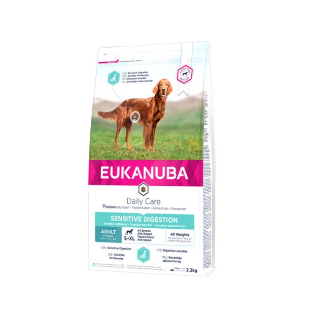 Eukanuba Daily Care Sensitive Digestion Adult visavertis pašaras suaugusiems jautrų virškinimą turintiems šunims 12kg