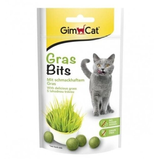 GimCat skanėstai katėms - vitaminizuotos tabletės su žole Gras-Bits, 50 g