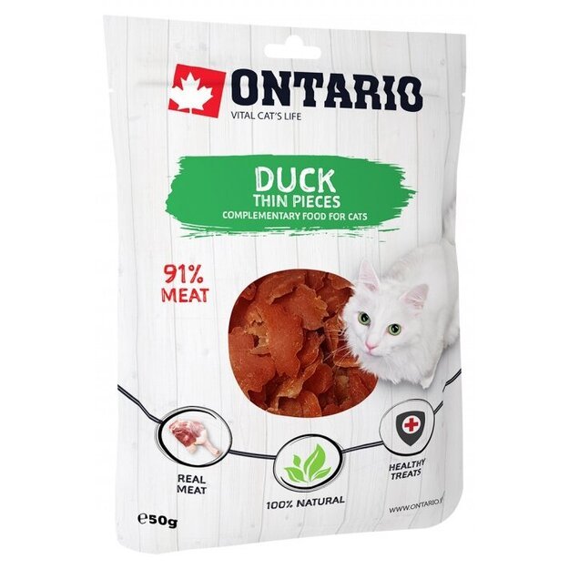 Ontario skanėstai katėms su antiena, 50 g, Duck thin pieces