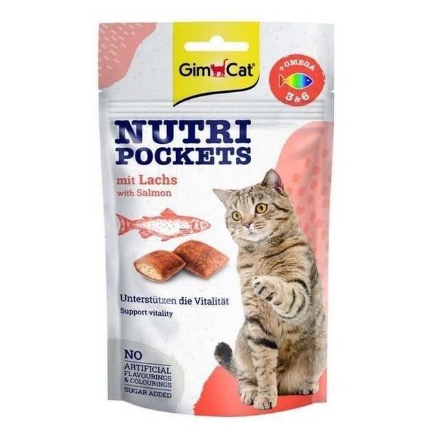 GimCat skanėstai katėms - Nutri pockets su lašiša, 60 g
