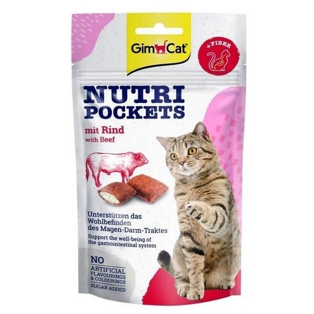 GimCat skanėstai katėms - Nutri pockets su jautiena, 60 g